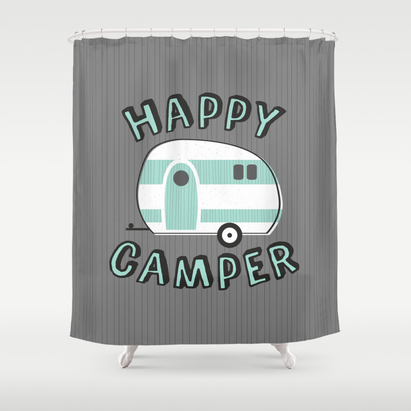 You Make Me a Happy Camper Fabric Shower Curtain Set Bathroom Curtains Liner New 
