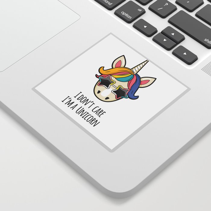 unicorn face with quotes. portrait of a funny unicorn girl with text.  banner with cute unicorn. i don&#39;t care i am a unicorn Sticker by Milana  Iskuzhina | Society6