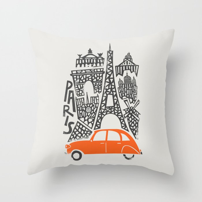 Paris Cityscape Throw Pillow
