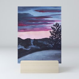 Watercolor Illustration - Winter Evening Mini Art Print