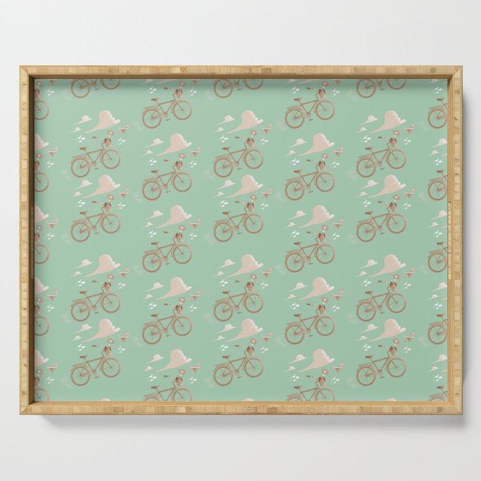 Spring Bike Mint and Tea Serving Tray