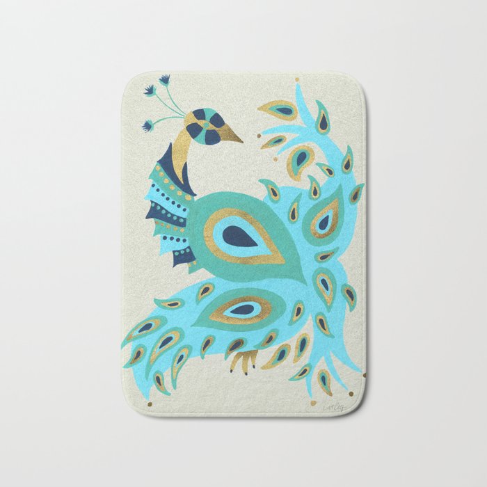 Peacock – Turquoise & Gold Bath Mat