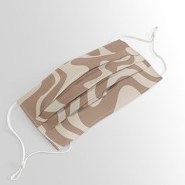 Liquid Swirl Contemporary Abstract Pattern in Chocolate Milk Brown and Beige Face Mask