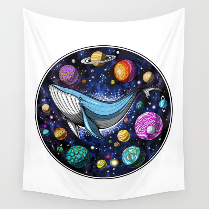 Space Psychedelic Whale Wall Tapestry