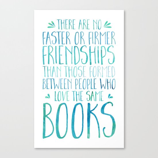 Bookish Friendship - Blue Canvas Print