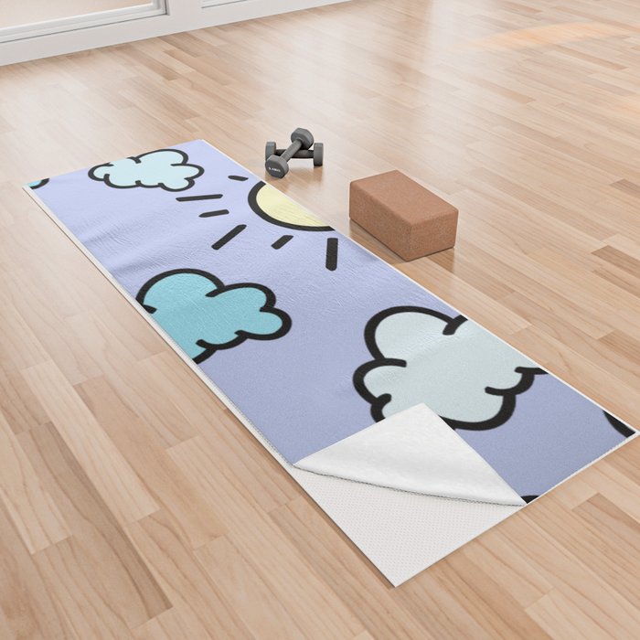Periwinkle clouds and sun Yoga Towel