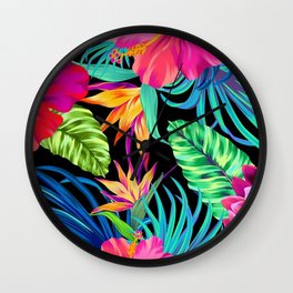 Drive You Mad Hibiscus Pattern Wall Clock