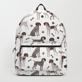 German Shorthaired Pointer Dog Paws and Bones White Backpack