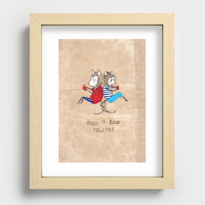 Read a book together Recessed Framed Print