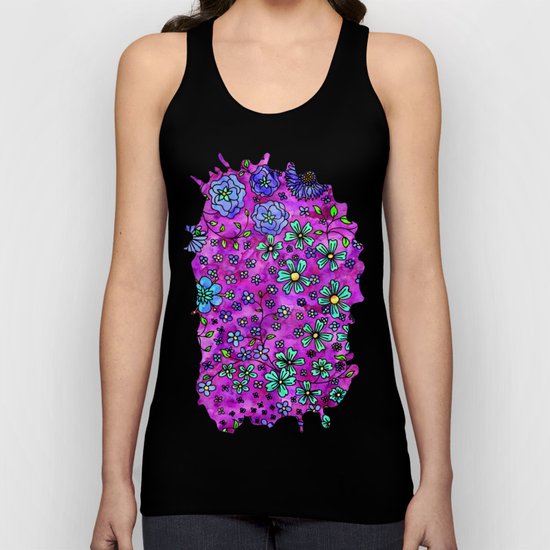 Blue Small Flowers Unisex Tank Top