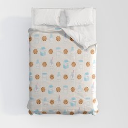Milk and Cookies Pattern on Cream Comforter