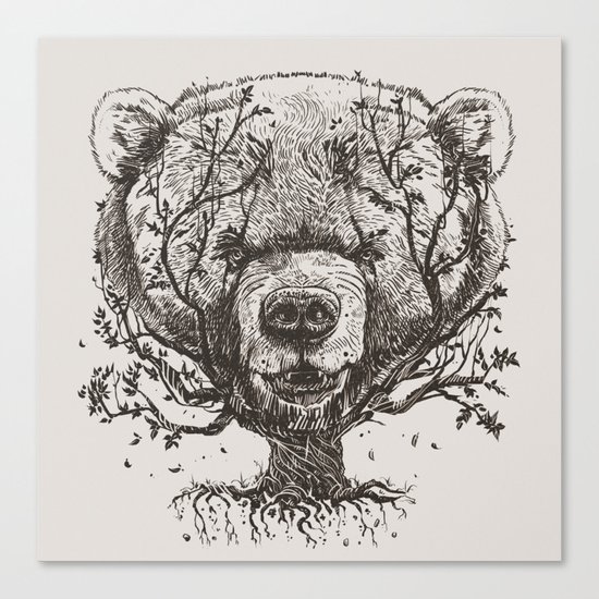 Bear n Tree Canvas Print