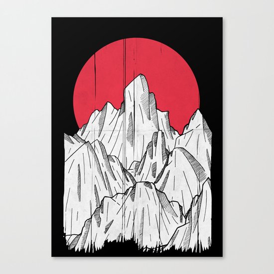 The red sun and the mountains Canvas Print