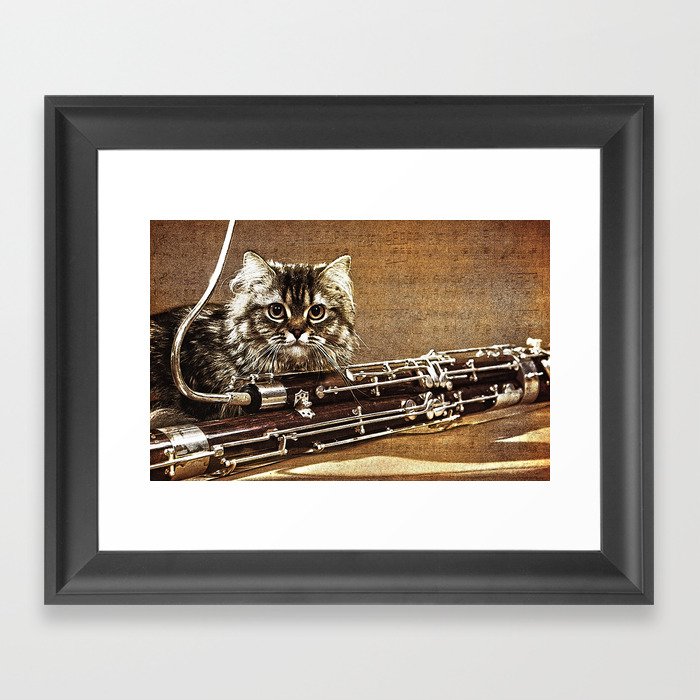 Music was my first love - cat and bassoon Framed Art Print