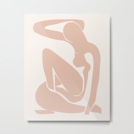 Blush Pink Matisse Nude I, Matisse Abstract Nude Artwork, Mid Century Boho Decor Metal Print