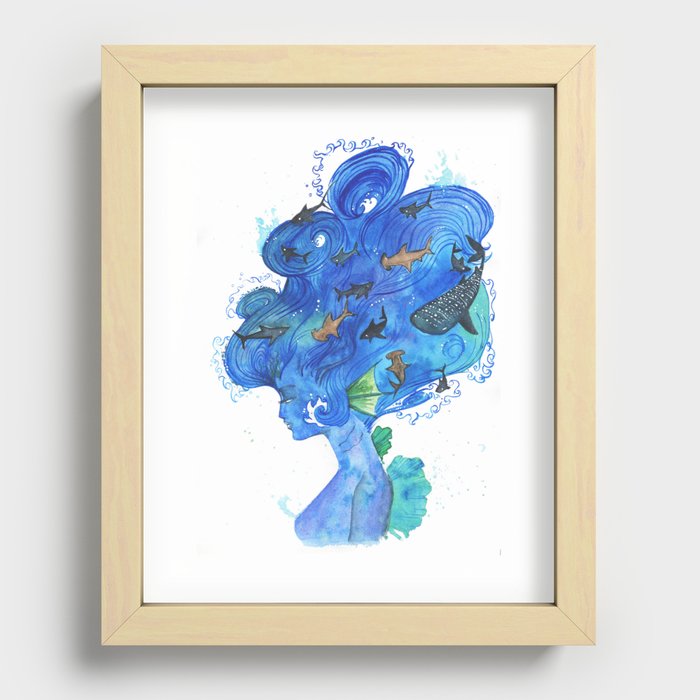 The Girl With The Shark Hair Recessed Framed Print