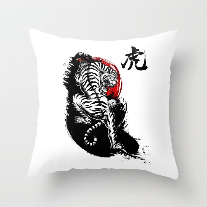 Japanese Tiger Throw Pillow