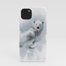 polar bear with candy cane iPhone Case