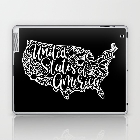 United States Floral Mandala Map Pretty Laptop & iPad Skin