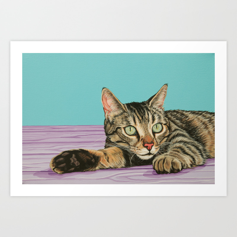 Stunning Tabby Cat Painting Tabby Cat Portrait Painting Of A Gorgeous Striped Cat Art Print By Sydneyhardin Society6