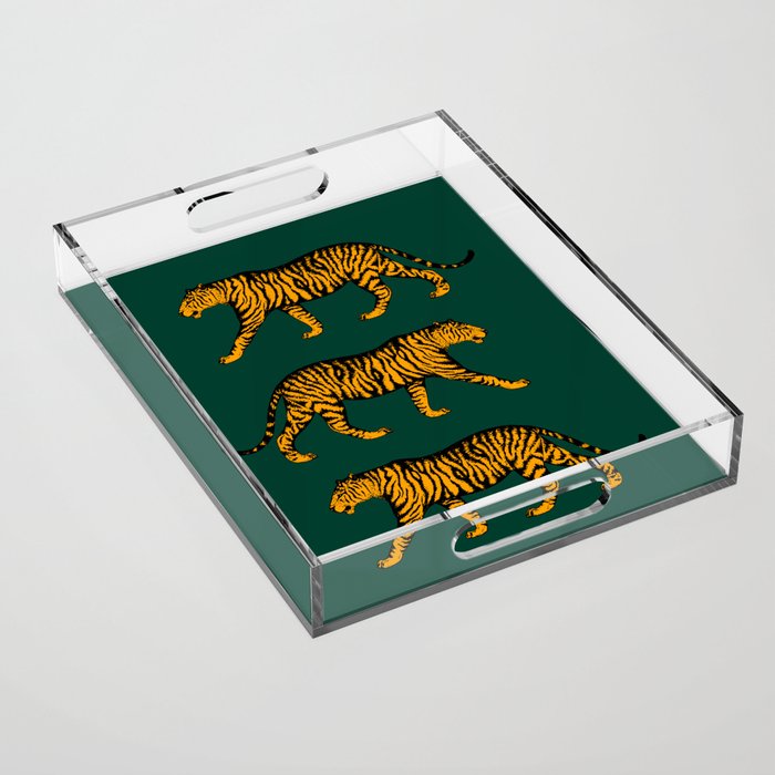 Tigers (Dark Green and Marigold) Acrylic Tray