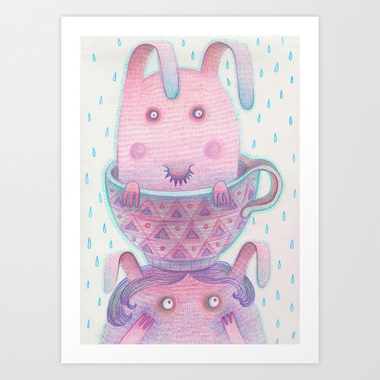 Head in a cup Art Print