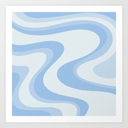 Retro Swirls Powder Blue Abstract Pattern Art Print