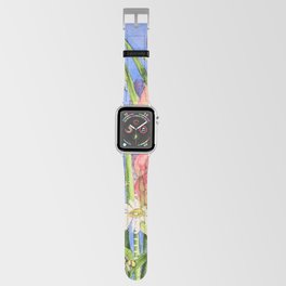 Cottage Garden Delphinium and Hollyhocks Watercolor Apple Watch Band