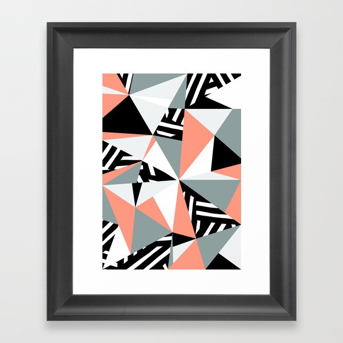 Modern Geometric 45 Pink Framed Art Print