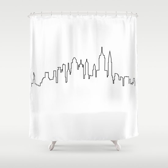 City Skyline Silhouette Shower Curtain, Silhouette Shower Curtain