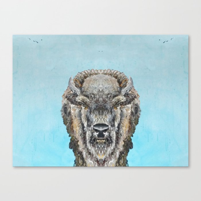 Bison on Blue Sky Canvas Print