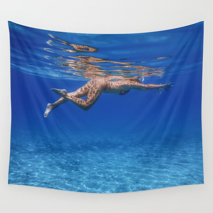 Beautiful Women Snorkeling in the Tropical Sea Underwater Sandy