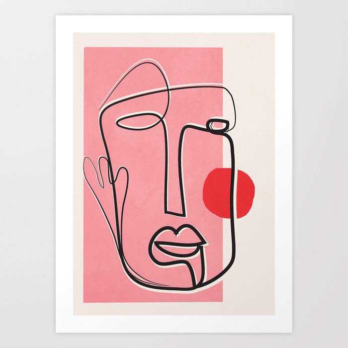 Abstract Face Line Art 02 Art Print