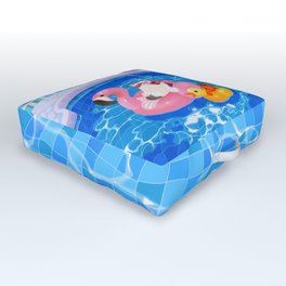 Cory cats in the swimming pool 2 Outdoor Floor Cushion
