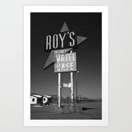 Route 66 - Roy's of Amboy California 2012 BW Art Print