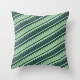 [ Thumbnail: Dark Sea Green and Dark Slate Gray Colored Lines Pattern Throw Pillow ]