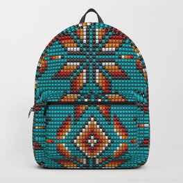 Modern colorful beaded boho aztec kilim pattern on teal Backpack