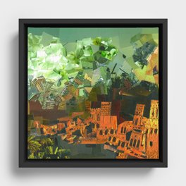 "Green Sky" / Ciel vert / atypic art - Collage by WHITEECO Ecologic design Framed Canvas