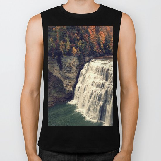 Waterfall in autumn Biker Tank