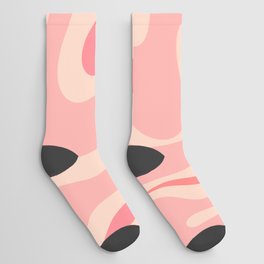 Retro Liquid Swirl Abstract in Soft Pink Socks