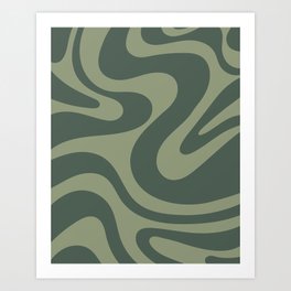Abstract Liquid Swirl Pattern 14 in forest sage green Art Print
