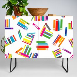Wrapping paper with colored books Credenza