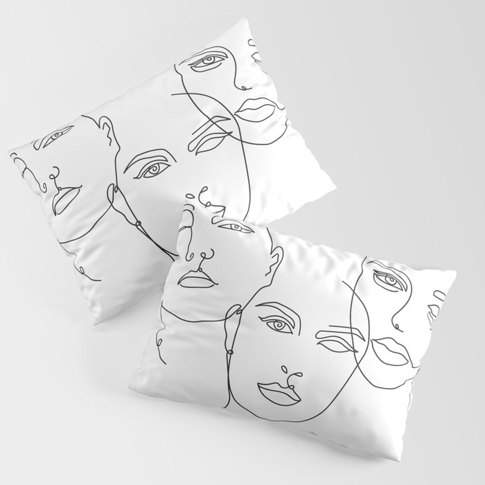 Faces 3 One Line Art Pillow Sham