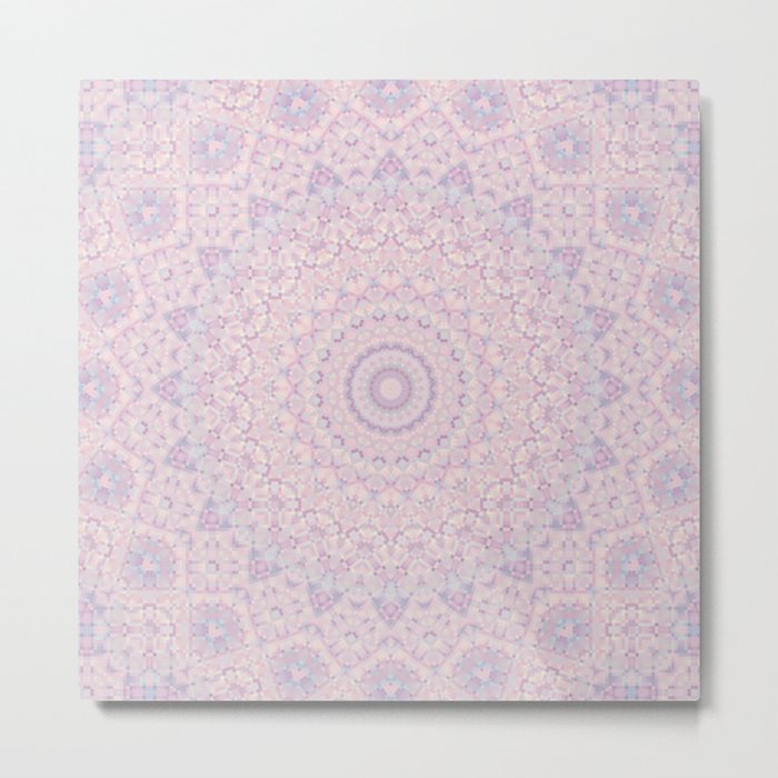 Pastel Lilac and Pink Mosaic Metal Print
