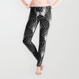 Art Deco Sultry Nights Black And White Pattern Leggings