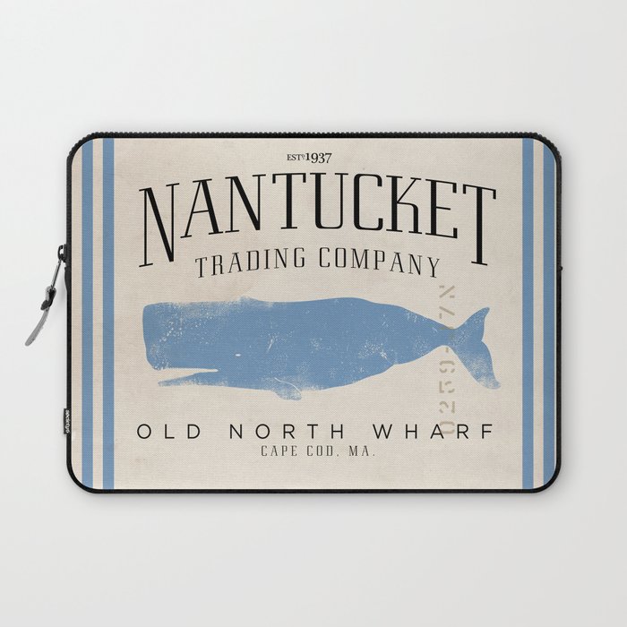 Nantucket whale nautical ocean wharf Massachusetts cottage beach house art Laptop Sleeve