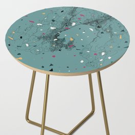 Wellington - New Zealand - Terrazzo Blue Illustrated Map Side Table