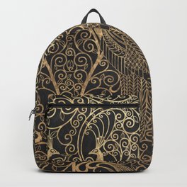 ART DECO PEACOCKS Backpack | Floral, Typography, Goldleaf, Homedecor, Wallart, Fashion, Womenfashion, Ink, Digital, Birds 