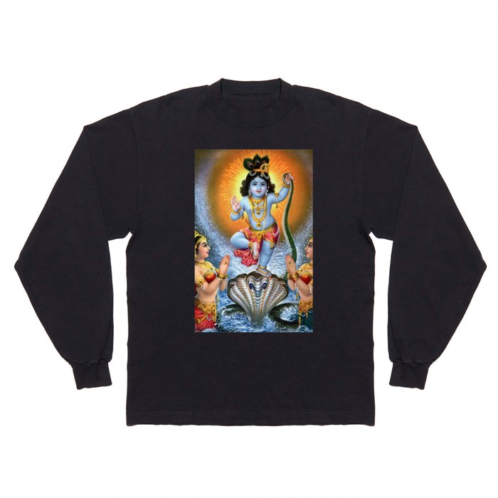 Lord Krishna Dancing on Snake Kaliya Long Sleeve T Shirt