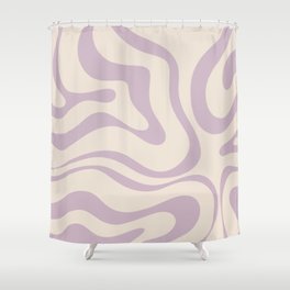 Modern Retro Liquid Swirl Abstract Pattern Square in Light Lavender Cream  Shower Curtain